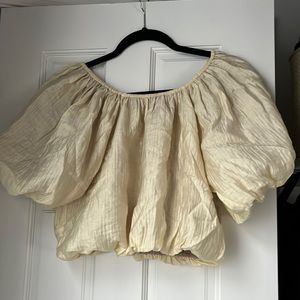 Oak & Fort bohemian off the shoulder top in cream